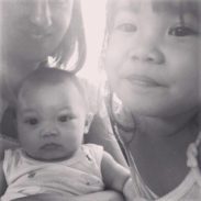 Young girls looking at camera.