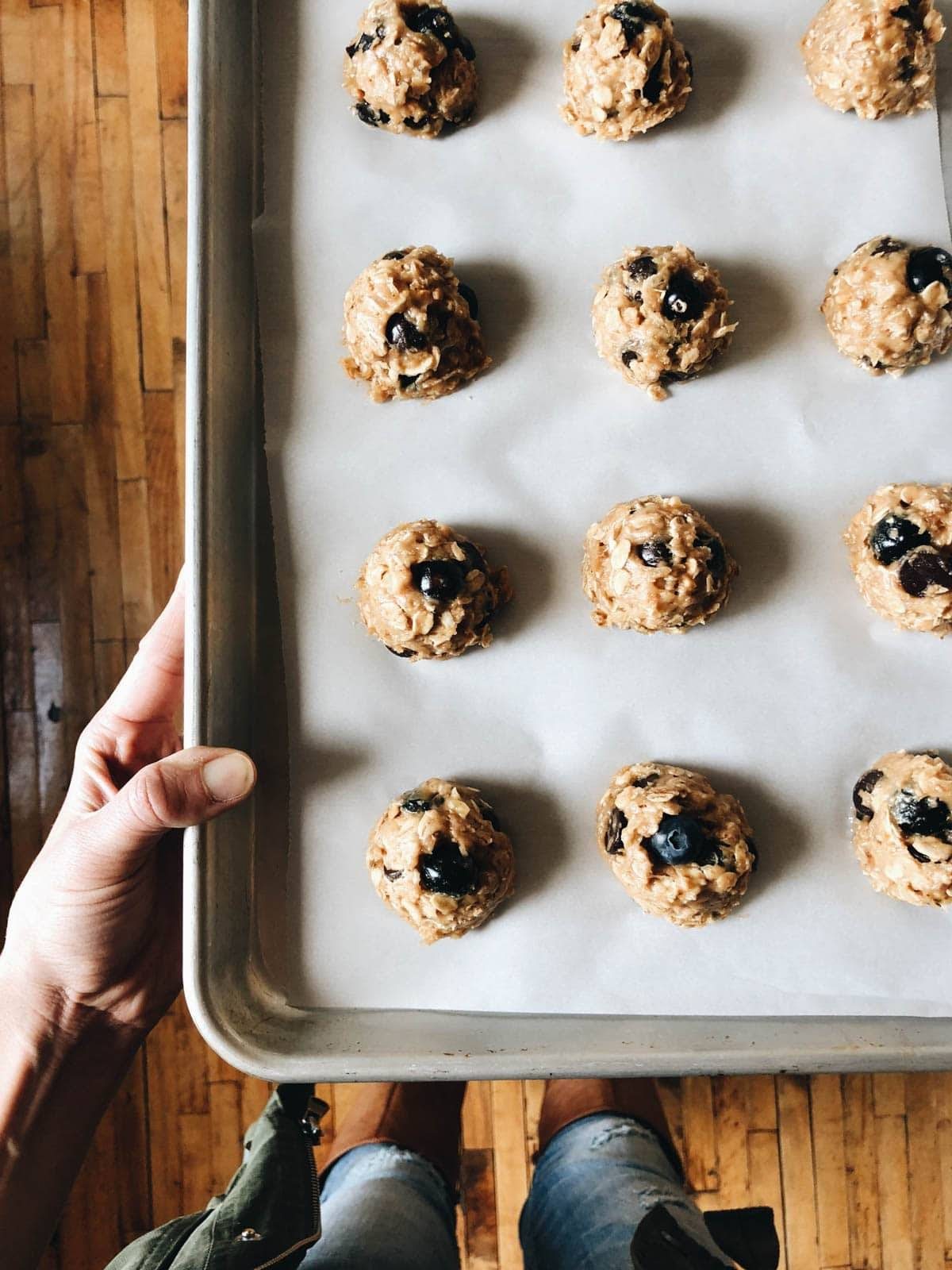 Breakfast Cookies on cookie sheet before baking.