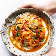 A picture of Garlic Basil Shrimp and Grits